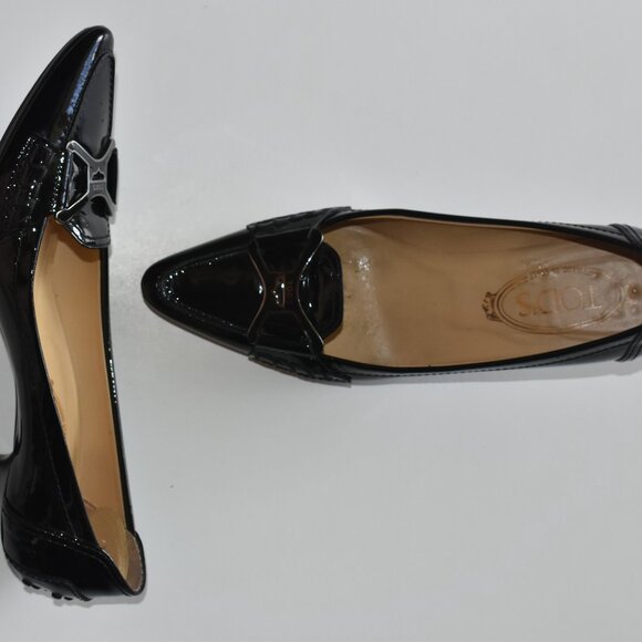 Tod's black leather loafer pumps with a kitten heel EU 36.5/US 6.5 - Picture 3 of 7